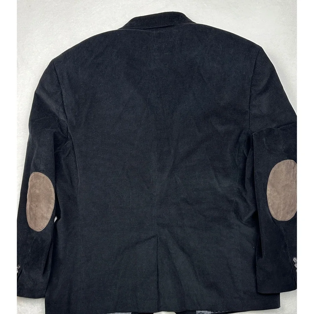 Lauren Ralph Lauren Men Black Corduroy Sport‎ Coat Blazer Elbow Patches Size XL